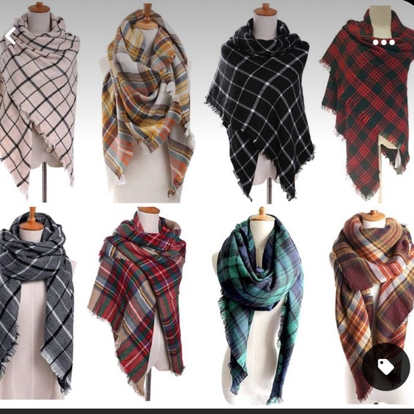 Plaid blanket scarf / wrap - Picture 4 of 5